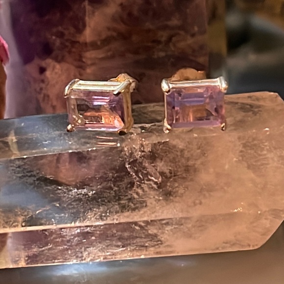Jewelry - Artisan Sterling Silver Amethyst Stud Pierced Earrings